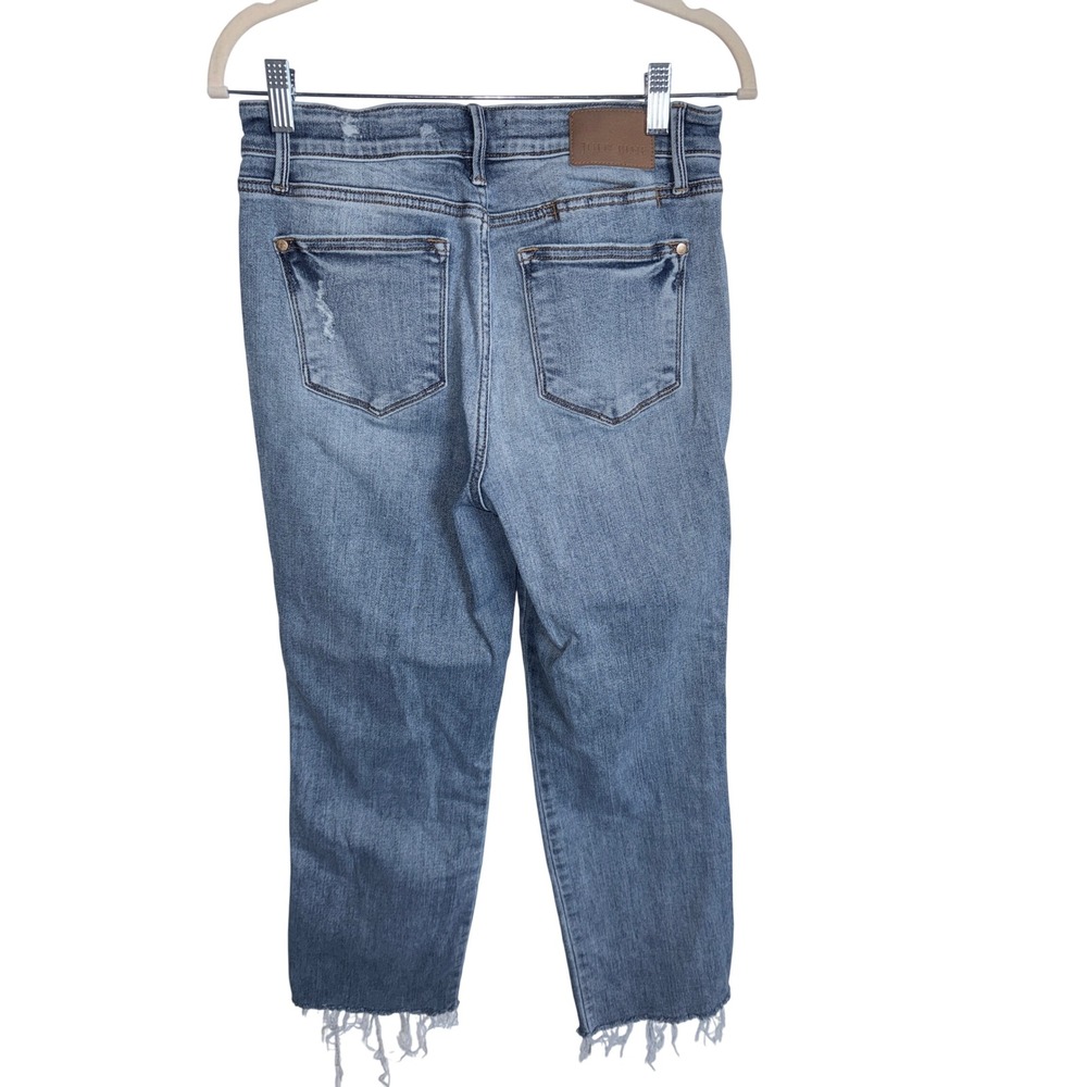 Judy Blue High Rise Dad Jean Medium Wash Distressed Raw Hem Size 9/29 Womens - Picture 12 of 12